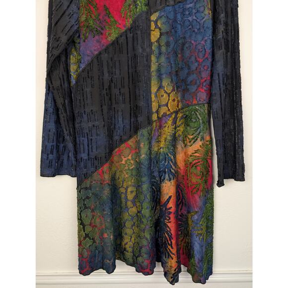 Palila Cardigan Embroidered Batik Tie Dye Velvet Boho Art to Wear Blue Size S - Picture 7 of 11